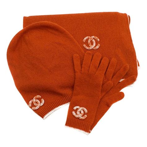 chanel hat and scarf set